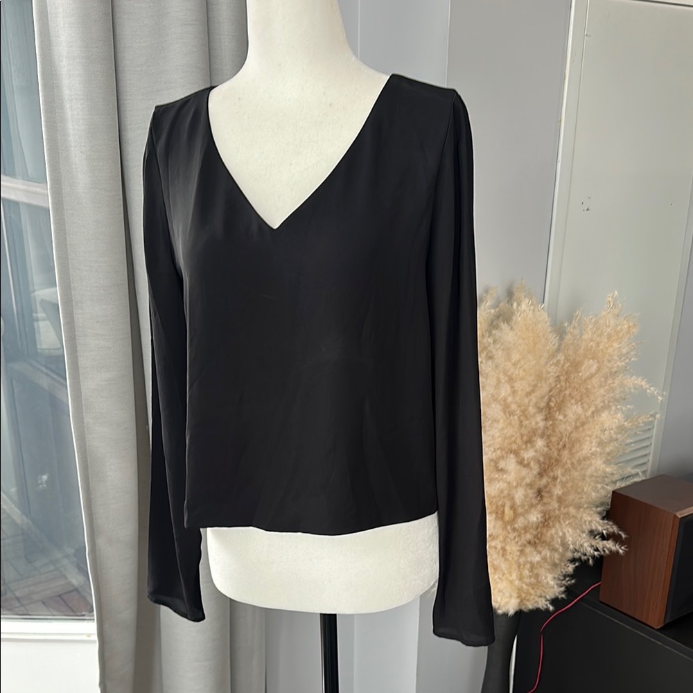 Aritzia Black V-Neck Blouse